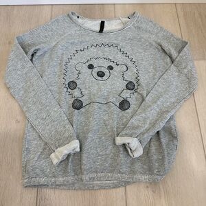 Gray Hedgehog Graphic Long Sleeve Shirt Womens XS